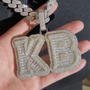 Haute Qualité 14K Or Massif VVS Moissanite Pendentif Collier Entièrement Glacé Style Hip Hop Personnalisé Lettre 9K Pendentif pour Hommes - Product Image 6