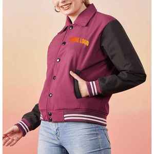 Women's Athletic <b>Short</b> Varsity <b>Jacket</b> with Breathable Cotton Lining Durable Exterior Sleek Contemporary Design - Product Image 3