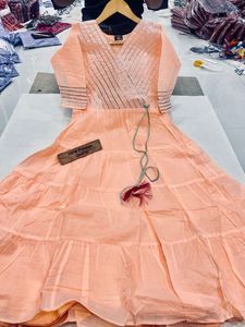 ชุดราตรียาวผ้าคอตตอนบริสุทธิ์,เดรสลำลองสีสันสวยงามสำหรับใส่ทำงานที่คอและแขน - Product Image 5