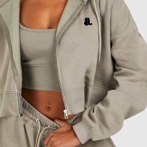 Sweat à capuche zippé d'hiver 2 en 1 Vintage Acid Wash de haute qualité pour femme 100% coton - Product Image 5