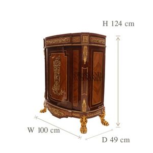 Console classique avec plateau en marbre, corps en bois orné de motifs et accents dorés décoratifs, console de rangement de luxe - Product Image 4