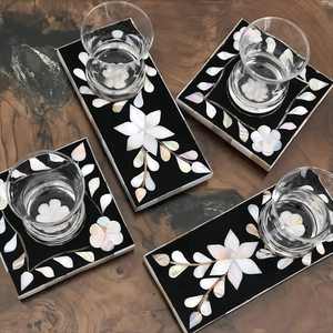 Artisan <b>Mother</b> of Pearl Coaster Set Polished Shell Drink Pads Cup Mats for Luxury Dining Rooms Hotels & Modern Table Styling - Product Image 2