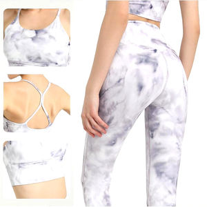 Conception et impression personnalisées Ensemble soutien-gorge et pantalon de yoga teinture par cravate et séchage rapide impression par sublimation confortable pour femmes - Product Image 3