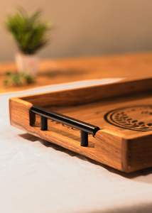 Plateau rectangulaire en bois pour le thé, le café et les collations avec un design peint à la main Décoration de service naturelle avec la meilleure qualité disponible - Product Image 4