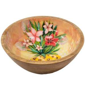 Cuenco de madera de alta calidad, calcomanía interior impresa, ensaladera de fruta de madera esmaltada, ensaladera de madera con acabado Natural hecho a mano, respetuoso con el medio ambiente - Product Image 5