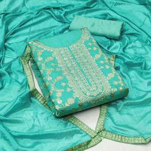 Ensemble de costumes exclusifs pour femmes en faux georgette non cousus, travail de broderie, manches longues, anti-rétrécissement, prix bas, salwar kameez sari indien - Product Image 5