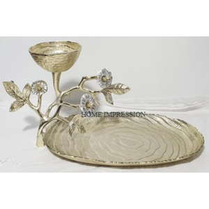Tazón de comida y fechas de aluminio de Metal con forma de hoja, mesa decorativa de calidad Superior, tazón y plato para servir en el hogar en la India - Product Image 6