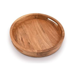 Plateau de service rond en bambou naturel pour dîners, présentoir à fromages, charcuterie et vins - Product Image 3