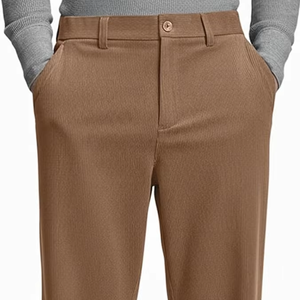 Pantalones Casuales de Trabajo para Hombre, Estilo Vintage, Holgados, de Pierna Ancha, con Pliegues - Product Image 1