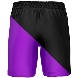 Pantalones Cortos Deportivos Geométricos Negros y Morados para Hombre, de Secado Rápido, con Cordón en la Cintura, Tejido de Poliéster, Corte Medio - Product Image 3