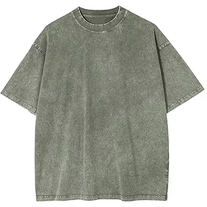T-shirts vintage délavés à l'acide pour hommes avec logo personnalisé style unique T-shirts OEM à coupe parfaite T-shirts surdimensionnés à épaules tombantes avec logo - Product Image 4