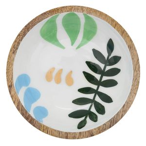 Bol en bois de manguier fait à la main avec motif décoratif en émail avec cuillère pour servir des salades dans les restaurants, les hôtels ou les buffets. - Product Image 2