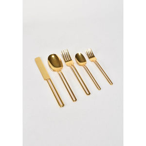 Meilleure vente Ensemble de couverts en acier inoxydable de couleur argent poli de style américain moderne fabriqué à la main 4 pièces avec poignées rondes - Product Image 2