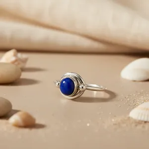 "925 Silver <b>Lapis</b> <b>Lazuli</b> Women's <b>Ring</b>-Blue Gemstone Jewelry" - Product Image 2