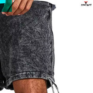 Pantalones cortos informales de alta calidad lavados con ácido, pantalones cortos de secado rápido de Color sólido teñido liso para hombres - Product Image 6