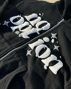 Quality 100% Cotton Fleece Y2K Custom Puff Printing 3D Foam Fleece Blank Men's <b>Full</b> <b>Zip</b> Regular Fit SENSEL Hoodies <b>Sweatshirts</b> - Product Image 2