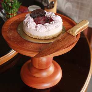 Haute sur demande sur support de gâteau en bois d'acacia de couleur finie en bois naturel de haute qualité/support de gâteau sculpté à la main en bois - Product Image 6