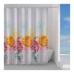 FRENESIA Multicolor TTE 1303 3243 Fabric Shower <b>Curtain</b> (240x200cm) Flower Design Modern Without <b>Hooks</b> for Gedy Durable - Product Image 1