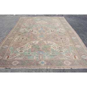 Vintage Turkish Rug 12.9x17.9 ft, <b>Brown</b> Check <b>Wool</b> Rug - Product Image 1