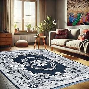 Alfombra de chenilla de 5x7 pies | Alfombra de terciopelo suave para sala de estar, salón y Dormitorio | Alfombra de suelo para el hogar | Designer Dari for Floor - Product Image 6