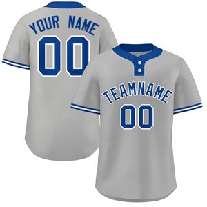 Venta al por mayor rayas Softball Jerseys béisbol personalizado camisetas de manga corta dos botones 100% poliéster personalizado jersey de béisbol - Product Image 1
