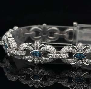 Cadena de Eslabones Hip Hop de Oro Blanco de 14k y Moissanita, Pulsera Elegante y Brillante, Regalo para Ella, Joyería de la Suerte para Mujer - Product Image 2