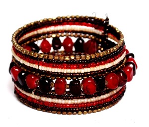 Ensemble de bracelets bohèmes faits à la main, multi-brins, perles en résine, bracelet ethnique superposable, bracelet enveloppant unisexe, bijoux de mode indiens - Product Image 1