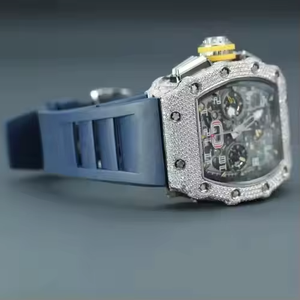 นาฬิกาข้อมือผู้ชายแบบกลไกสั่งทำพิเศษ สายซิลิโคน สไตล์ฮิปฮอป แบบอนาล็อก ประดับเพชรโมอิสซาไนต์ ความใสระดับ VVS - Product Image 4