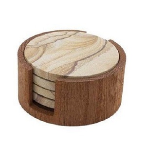 Unique Design Round Wooden Coasters with Natural Color for Kitchen & Tabletop Coasters with Polish for Hotel & Restaurant - Product Image 1