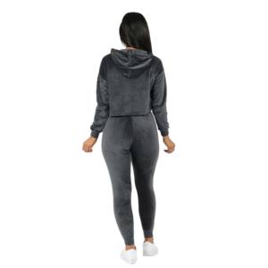 Marque Sports Nouveau Élégant Coton Crop Tops Sweat et Jogging Survêtements Velours Survêtements Dames 2 Pièces Ensemble pour Filles - Product Image 3