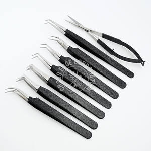 Pinzas para Extensión de Pestañas con Punta de Fibra Recta, Pinzas de Aislamiento para Mega Volumen, Pinzas Curvas con Punta Clásica para Precisión - Product Image 1