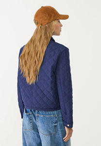 Meilleure vente OEM Veste matelassée bleue pour femme avec fermeture éclair conception à bulles en toile solide manches longues en peau de mouton support respirant à pression - Product Image 2