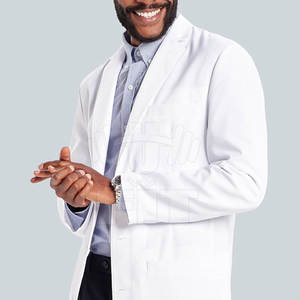 เสื้อโค้ทสำหรับห้องแล็บสไตล์สูงมาใหม่ทำจากผ้าฝ้าย100% ระบายอากาศและกันน้ำได้สีทึบ - Product Image 3