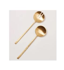 Juego de servidor de ensalada de latón creativo Simple con mango cuadrado martillado chapado en oro para mesa de comedor desayuno herramientas de ensalada - Product Image 6