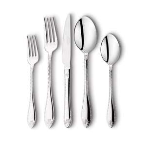 Ensemble de 5 couverts en acier inoxydable idéal pour la cuisine de table, la maison et les hôtels utilisent des couverts plaqués couleur argent poignée de la meilleure qualité - Product Image 1
