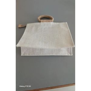 Bolsa de Compras de Yute Ecológica, Bolsa Reutilizable Resistente de Yute, Bolsa de Playa para Compras, Bolsa de Almacenamiento con Impresión Personalizada - Product Image 4