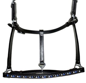 Cuir noir de qualité supérieure cheval licou strass muserolle réglable argent matériel élégant confortable Durable personnalisable - Product Image 3