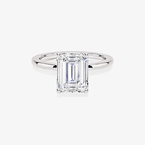 Anillo de Oro de 18K con Diamante Cultivado en Laboratorio con Corte Esmeralda, Estilo Geométrico Hip-Hop, Conjunto de Joyería para Boda y Compromiso, Oro Amarillo y Blanco - Product Image 4