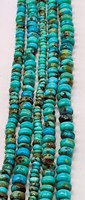 Perles de turquoise naturelle, véritable Arizona Kingman Turquoise lisse polie Rondelle plate ronde