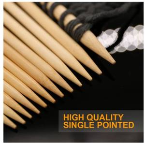 Ensemble d'aiguilles à tricoter naturelles à finition lisse |   18 tailles d'outils de tricot manuel pour la confection de pulls et d'écharpes | Tricotage en bois durable - Product Image 3