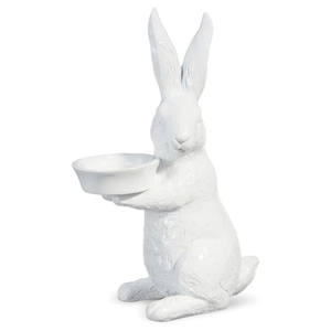 Modern Favorites Cast Aluminum Bunny <b>Rabbit</b> Table <b>Light</b> Holder White Powder Coated for Easter Decoration Ambience Lifestyle - Product Image 1