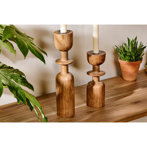 Bougeoirs en bois de luxe avec une couleur marron élégante, parfaits pour la décoration de la maison et de la table. - Product Image 1
