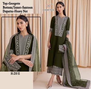 Elegante Shalwar Kameez de Invierno, Georgette Fox, Pantalón Santoon, Dupatta de Red Pesada, Tallas Grandes 7XL, Bordado Étnico Indio - Product Image 5