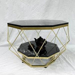 Contemporary Diamond-Shaped Convertible <b>Sofa</b> <b>Table</b> with Stone Top for Living Room - Product Image 6