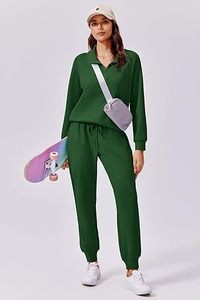 Conjunto Deportivo Casual para Mujer, Estilo Urbano, Lavado Ácido, para el Hogar, Viajes, Gimnasio, Actividades al Aire Libre, Cómodo, Ligero, 100% Algodón, Acabado Suave - Product Image 4