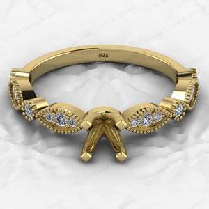 High Quality 925 Sterling Silver Half Eternity Semi Mount <b>Blank</b> Prong Setting <b>Ring</b> 5mm Zircon Gemstone Designer Custom Jewelry - Product Image 2