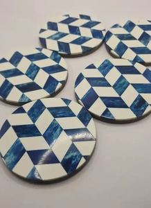 Decorative <b>Black</b> and White Design Bone Inlay <b>Coasters</b> Set Handmade Drink <b>Coasters</b> for Coffee Table Bar & Restaurant Use - Product Image 4