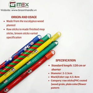 Mango de escoba de madera de eucalipto 100% al por mayor y Palo de fregona recubierto de PVC para uso doméstico recogedor con cabeza de escoba de plástico - Product Image 2
