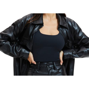 Giacca in Ecopelle di Alta Qualità Americana, Migliore della Vera Pelle, Nera, Taglia 7 - per l'Autunno - Product Image 2