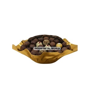 <b>Fancy</b> Black Aluminium <b>Chocolate</b> Bowl With Bronze Twig Stand Decorative Vintage Style Metal Snack Serving For Table Home Decor - Product Image 6